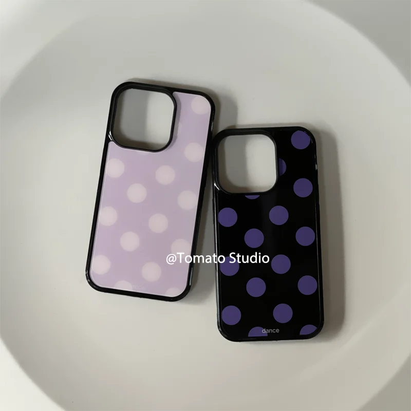 Korean Ins Fashion Purple Polka Dots Phone Case For iPhone 17 Air 16 Pro Max 15 14 Plus 13 12 11 Shockproof Silicone Back Cover