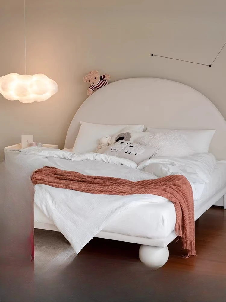 

Children's bed, solid wood bed, fabric , modern minimalist, Nordic