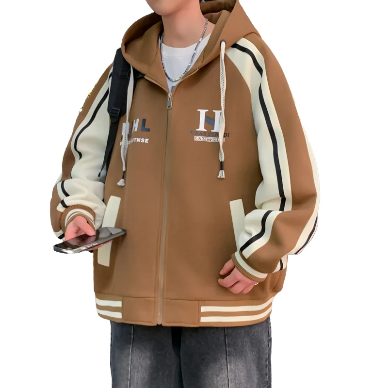 

Hooded Sweatshirt for Trendy Men Fashionable Casual Cardigan Sweatshirt Jacket for Spring and Autumn Comfortable Men's Top