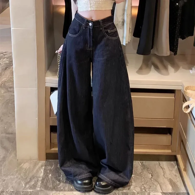 Jeans Women Streetwear Chic Y2k Wide Leg Pants New Bottms High Waist Straight Denim Trousers Casual Korean Pantalon Femme