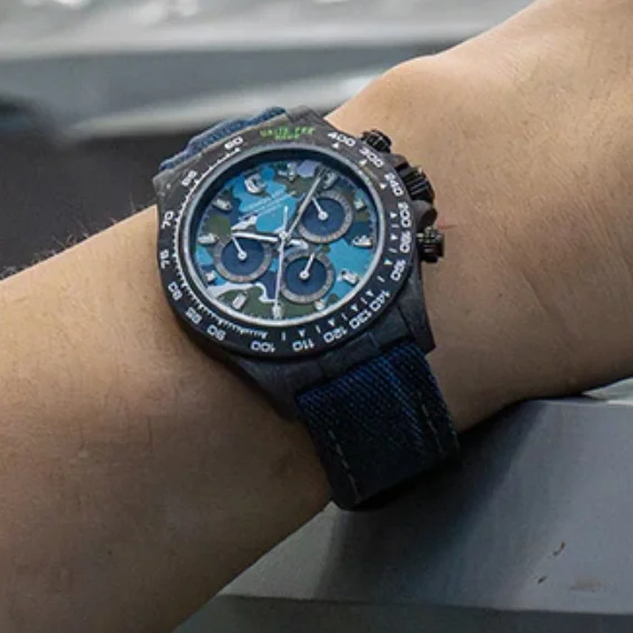 

CRONUSART Men Chronograph Watch Pilot Automatic Mechanical Wristwatch Carbon Fiber Waterproof Luminous Sapphire Camouflage Dial