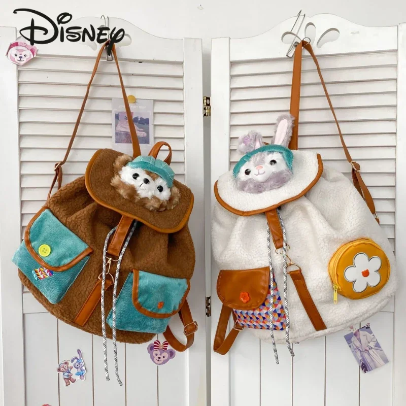 Disney New Girls' Plush Backpack Fashion High Quality Children's Backpack Cartoon Casual Large Capacity Women's Dolly Backpack