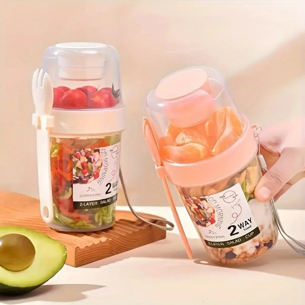 4-in-1 salad cup is a portable lunchbox/bento box, ideal for use in offices, gyms, and schools.