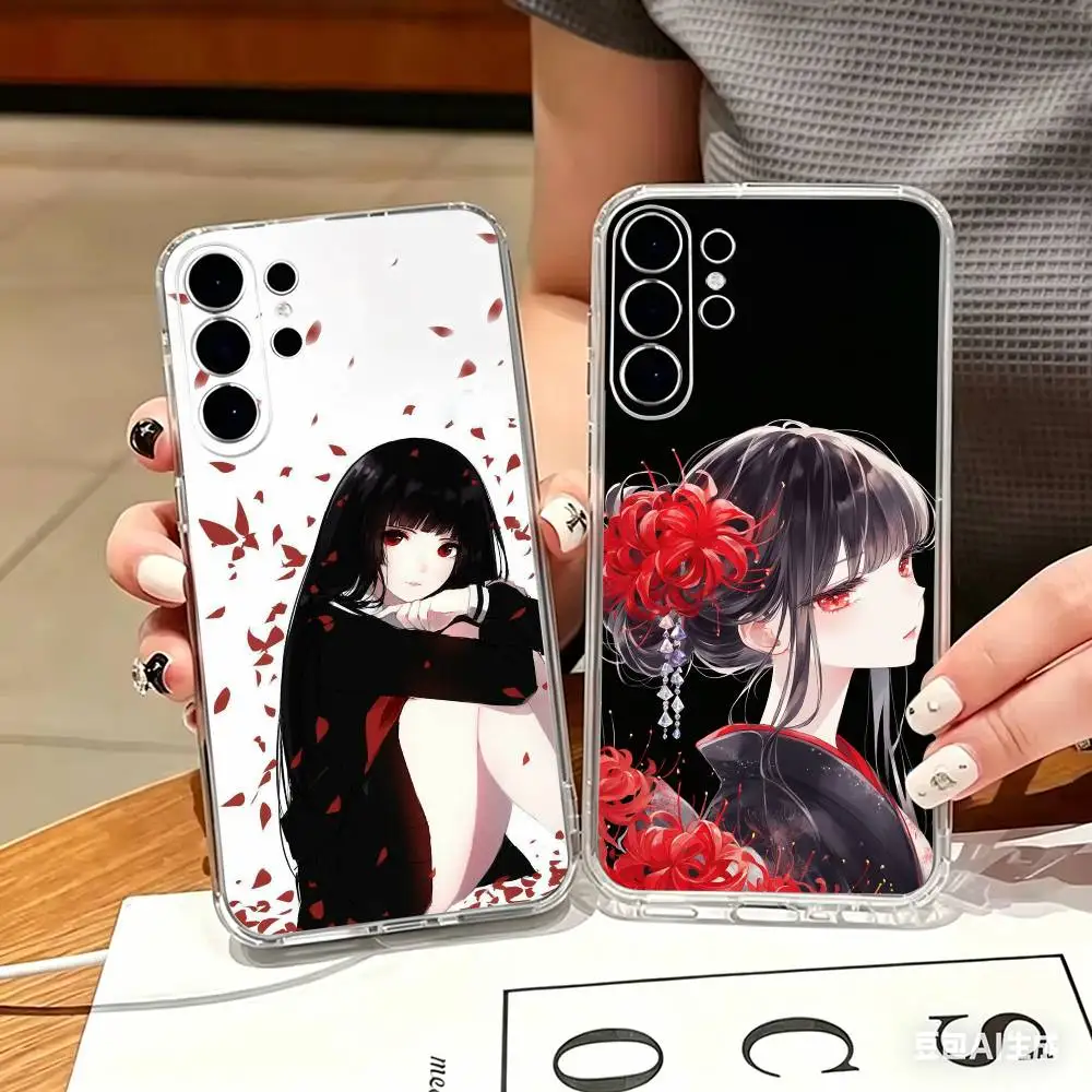 Dark Anime Hell Girl E-Enma Ai Transparent phone Case For Samsung S25,24,21,22,21,20,10,S9Ultra,Plus,Fe,Lite