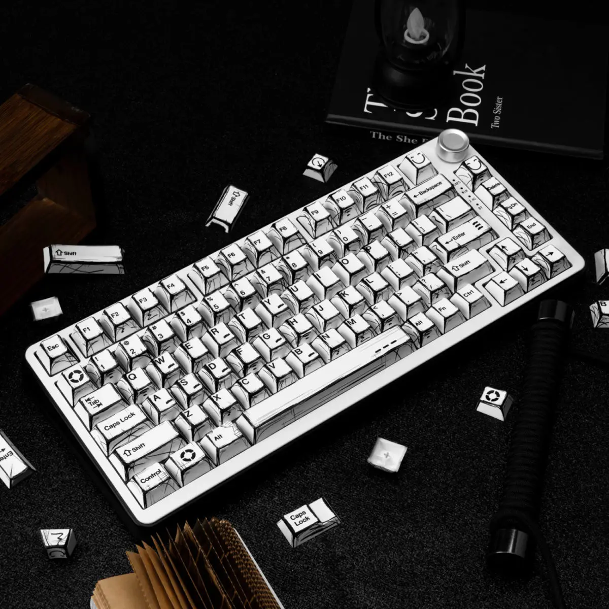 136 Keys Comic White English Korean German Layout Keycaps Dye Sub PBT Keycaps Cherry Profile for MX Switches Gaming Keybaord