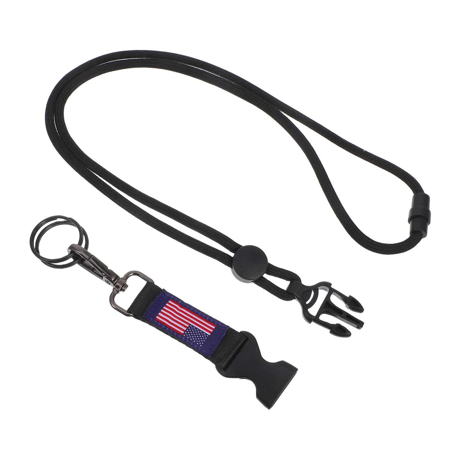 

Black Lanyards Id Badges Office American Flag Reel Mountaineering Neck Certificate Usa Patriotic Hook Shape Lightweight