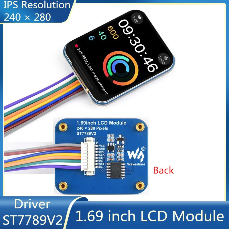 

1.69 Inch IPS Color LCD Display 240×280 Resolution IPS 262K Colors For Arduino