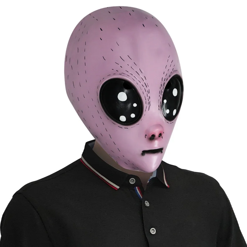 Realistische Alien-Gesichtsmasken Außerirdische Scherzmasken Lustige Halloween-Cosplay-Masken in Pink – Detail 3