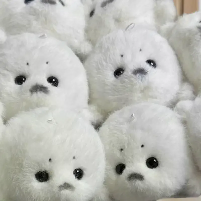 White Seal Plush Keychain 1Pcs, Grey Soft Stuffed Doll; Cute Animal Pendant as Fashion Car Ornaments