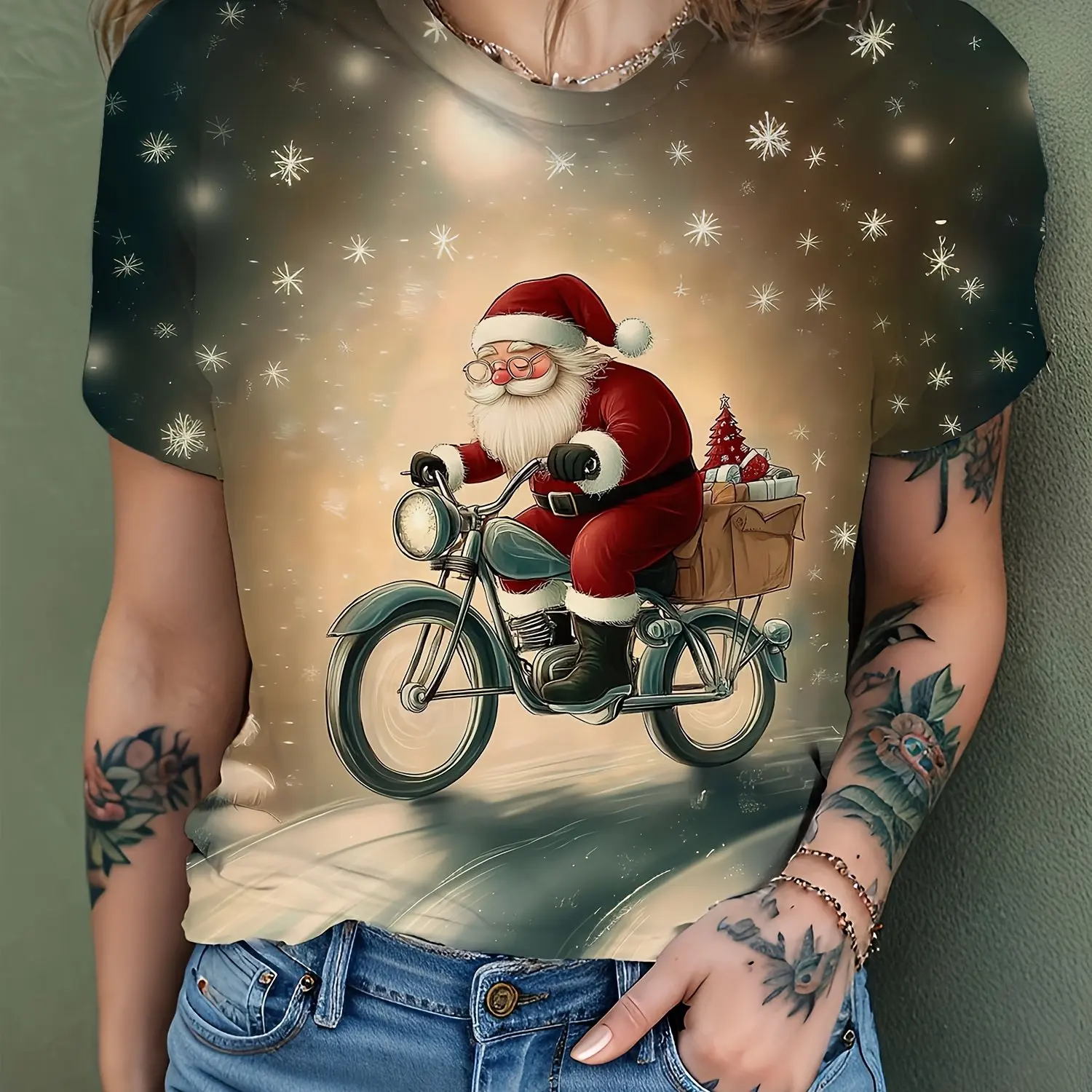 

Christmas Element Pattern Fashion Women's T-Shirts Summer 3D Printed X'mas Style Short Sleeve Tops Plus Size Y2k Ladies Clothing