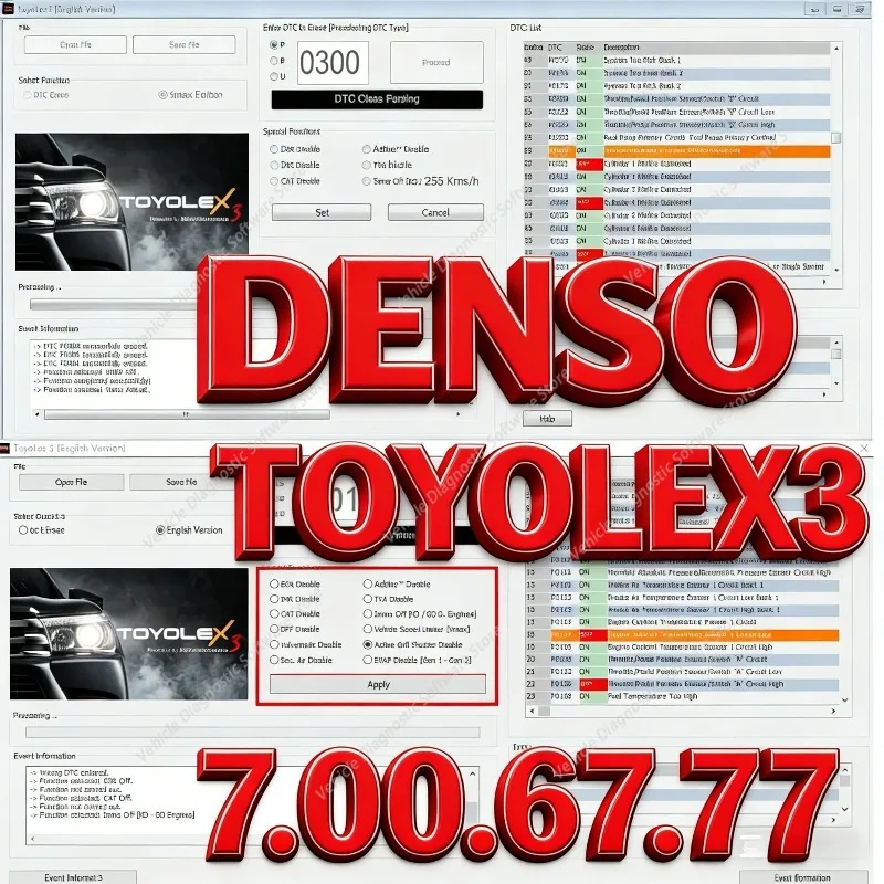 FOR TOYOLEX DENSO TOYOLEX3 7.00.67.77 Real3.7Toyota Denso Generations of Toyota and Lexus Disable IMR CAT DPF Speed Limiter Vmax