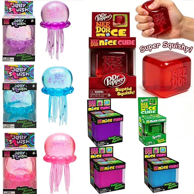 NEW Squishies Nee Doh Jellyfish Squish Toy Fidget Toy, Water Sensory Soft Jelly Squeeze Stress Relief Fidget Toy