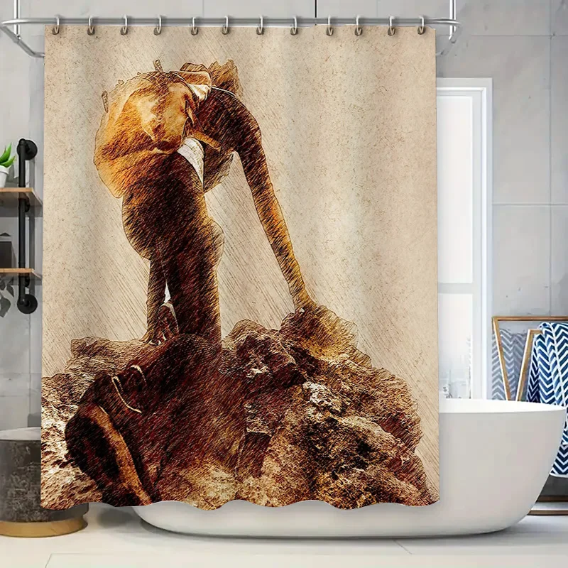 

Vintage Mountain Landscape Shower Curtain Rustic Forest Waterfall Nature Backdrop Bathroom Decor Scenic View Artistic Home Tex