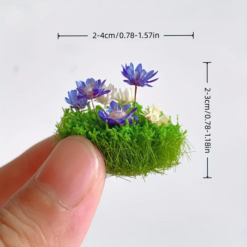 3Pcs Mini Simulated Flower Clusters Grass Clusters, DIY Dollhouse Model House Garden Simulated Greenery Decor, Mini Landscape