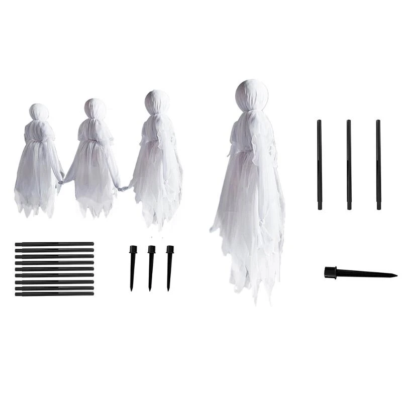 Y5GC Yard Sign Feminino Fantasma Mannequim Decorações ao ar livre Decorações Halloween Yard