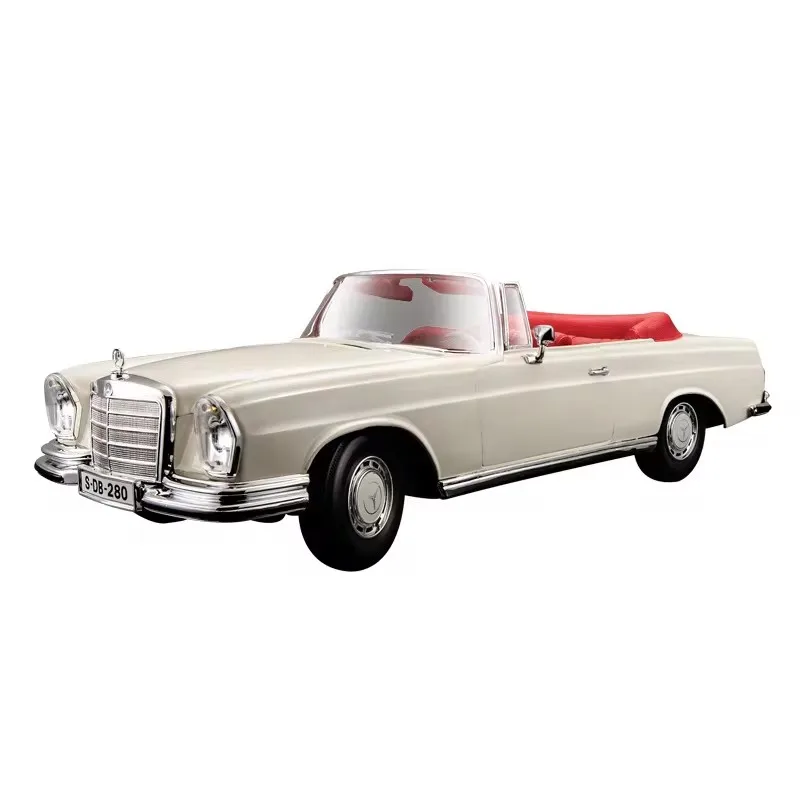 Maisto 1:18 Mercedes Benz 280se 1967 White Alloy Classic Car Model Retro Die Car Model Collection Desktop Decoration Gift