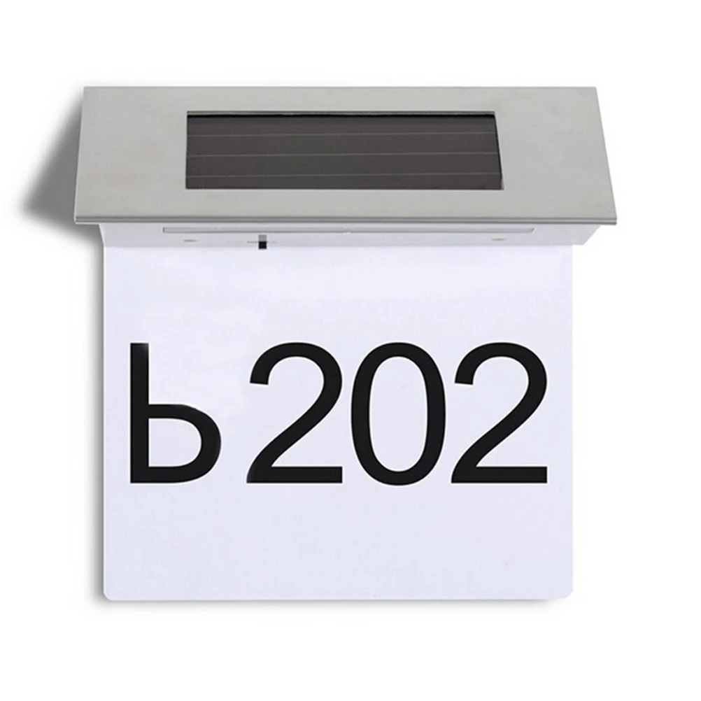 Numero di porta solare a parete per strumento di illuminazione a LED a induzione esterna impermeabile in acciaio inossidabile da 2 pezzi