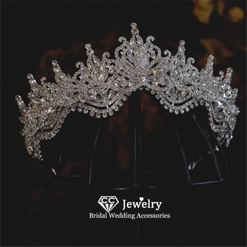 

CC Crowns for Women Wedding Hair Accessories Bridal Headdress Engagement Hairwear Leaf Shape Separable Crystal Tiaras Gift AN508