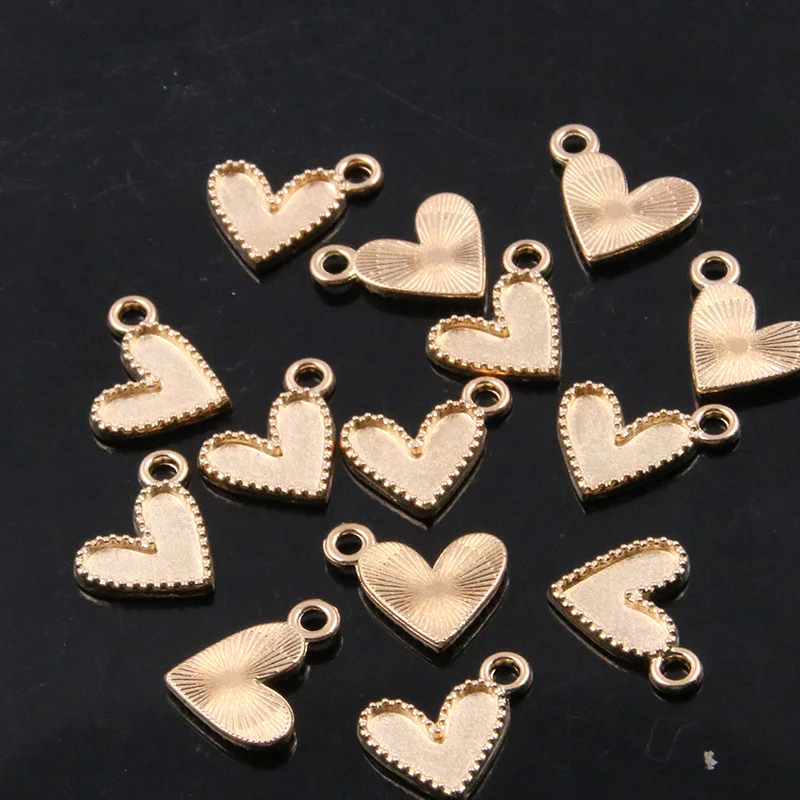 60PCS 12*13mm 3 Color Charms Small Love  Heart Pendant Metal Alloy DIY Necklace Bracelet Earrings Material