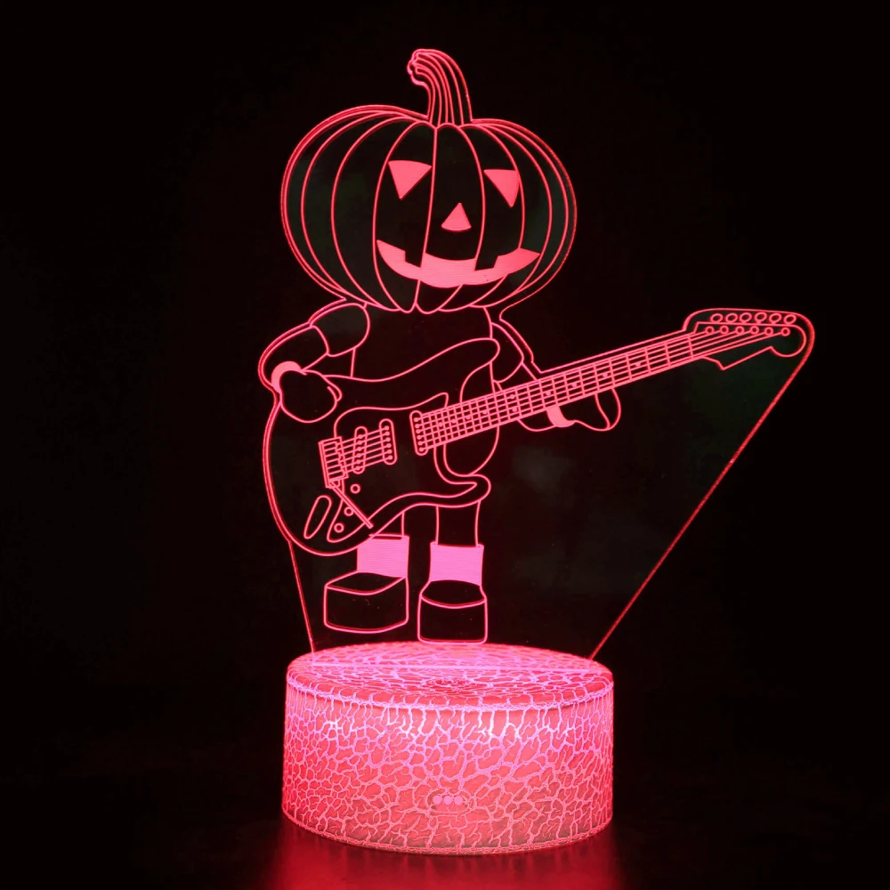 Nighdn dekoracja Halloween lampka nocna dyniowa gitara lampka stolik nocny wystrój pokoju prezent dla dzieci chłopców dziewcząt