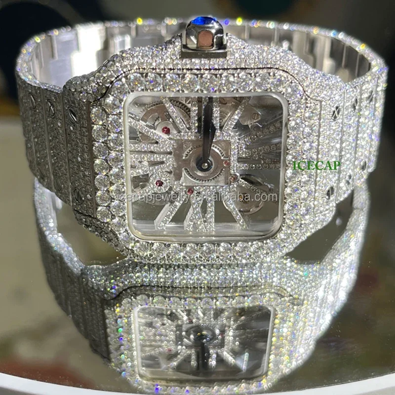 Accept Customization Of Any Style 100% Pass The Diamond Tester Iced Out Moissanite Quartz Watch Iced Out VVS Moissanite Watch