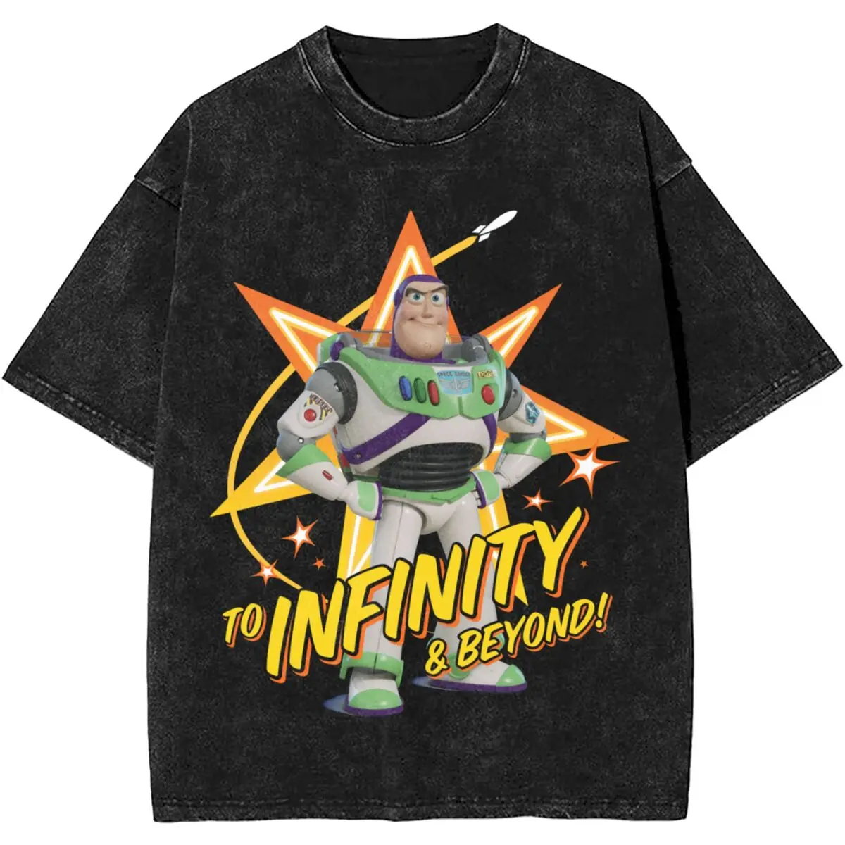 Graphic Printed Toy Story Buzz To Infinity & Beyond Stars Shirts Merch Men Women Washed Tees High Street T-shirts