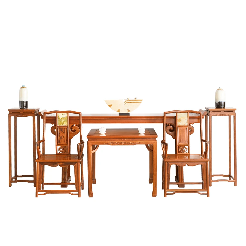 Mahogany  Six-Piece Set Red Rosewood Living Room Offering Table, Heading Table and Hall Furniture