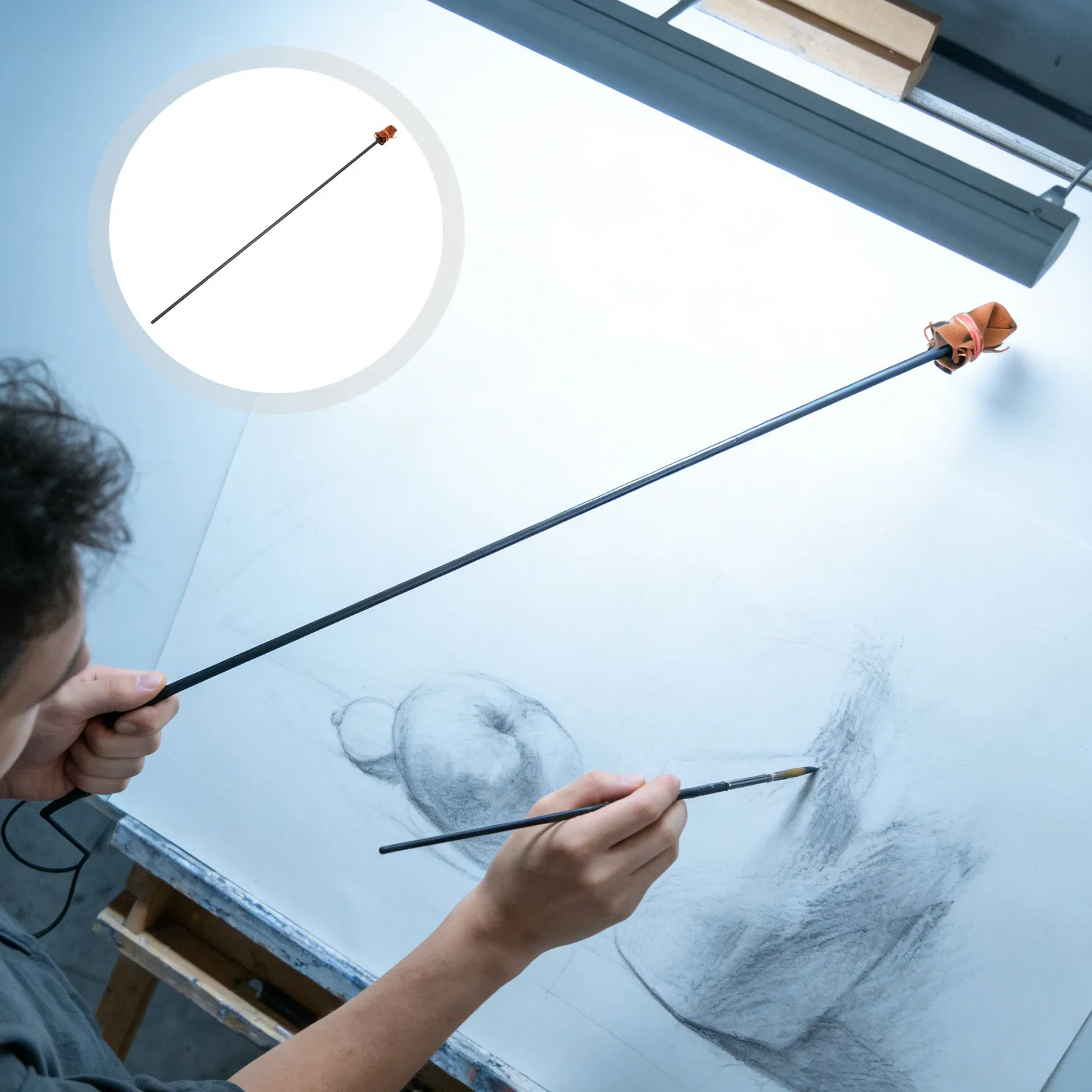 Bâton de maintien en bois de 32,5 pouces, stabilisateur de main, repose-main, outil de stabilisation pour le dessin précis et les œuvres d'art en studio