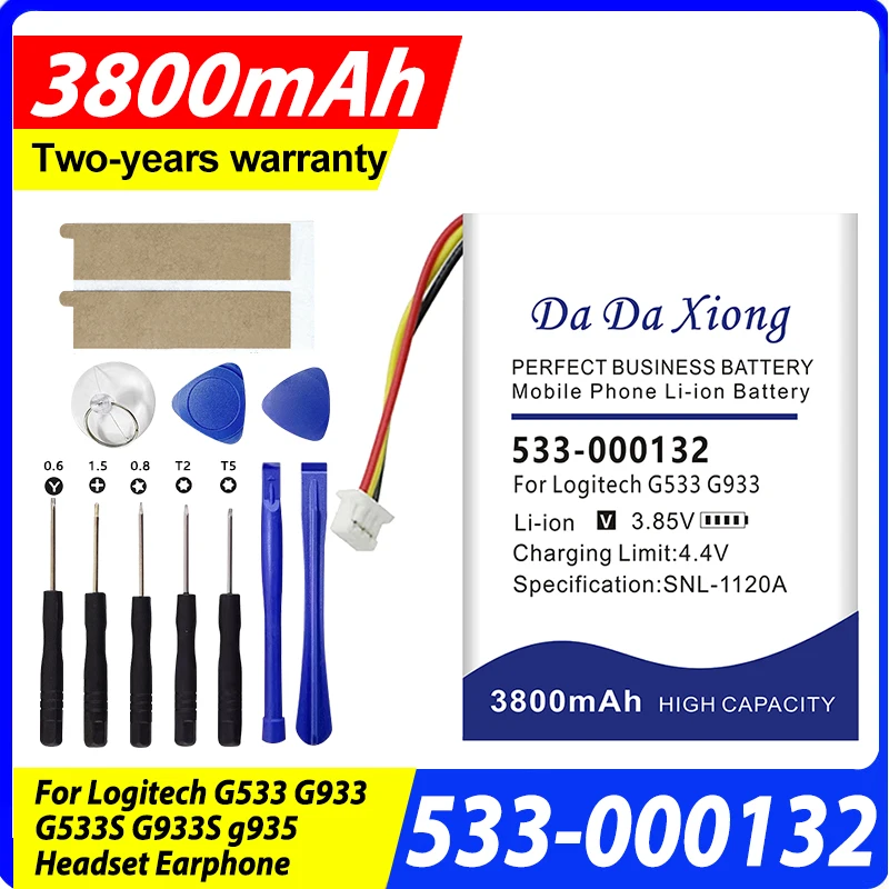 

DaDaXiong 3800mAh 533-000132 Battery for Logitech G533 G933 G533S G933S g935 Headset Earphone