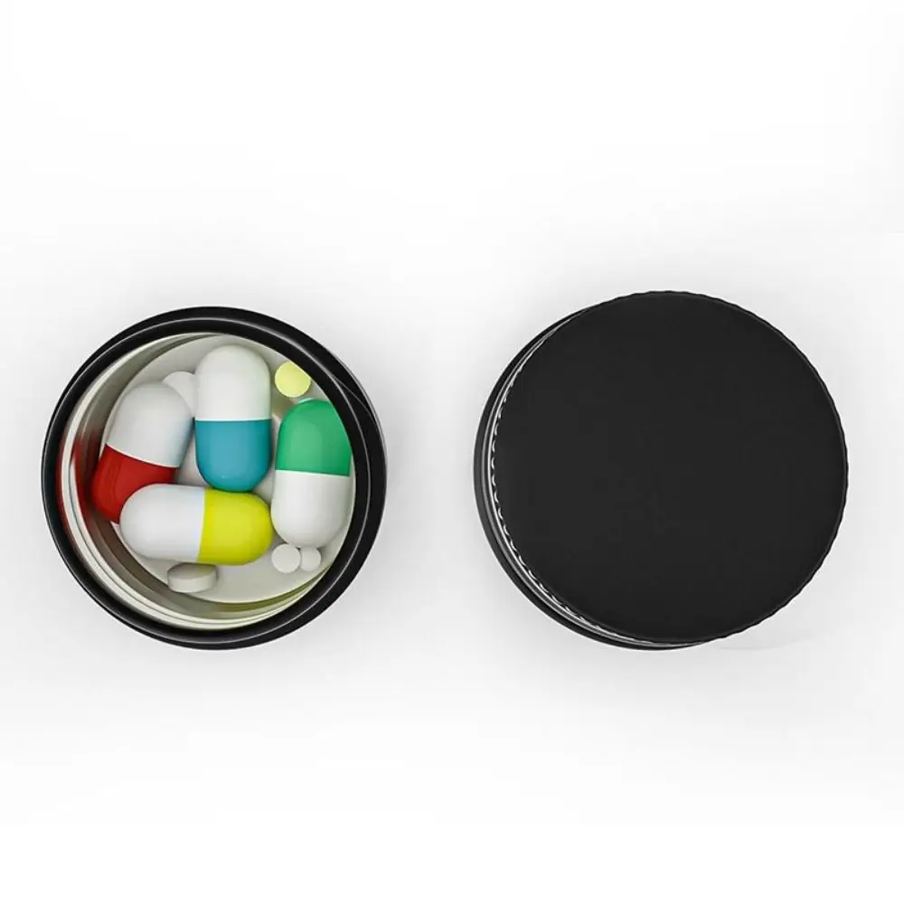 Portable Dust-proof Black Pill Box Not Rust Light-proof Mini Pillcase Box with Lid Safety Pill Packing Box Organizer