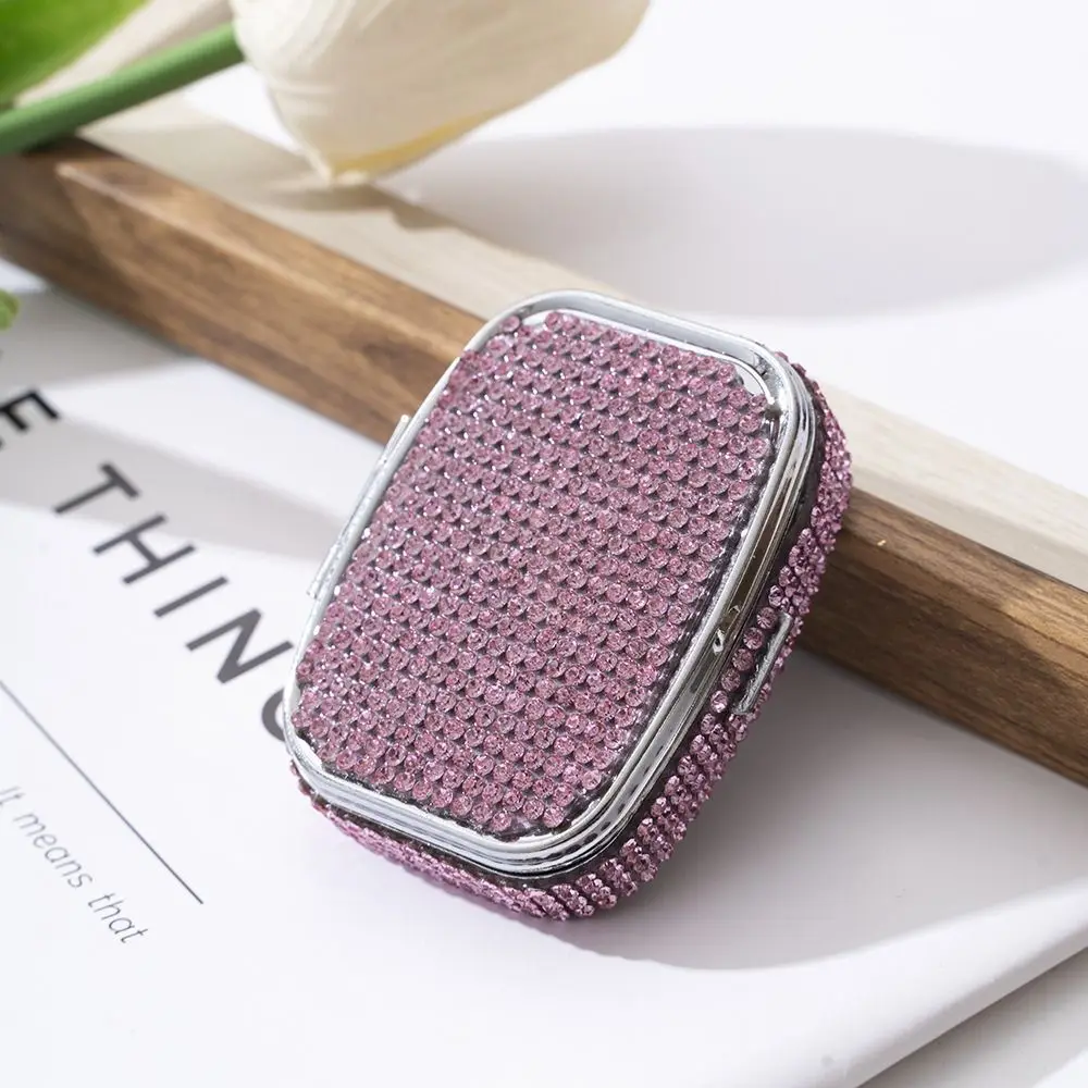 with HD Mirror Rhinestone-encrusted Jewelry Box Waterproof Multifunctional Mini Pill Case Kawaii Cute Sealed Organizer Medicine