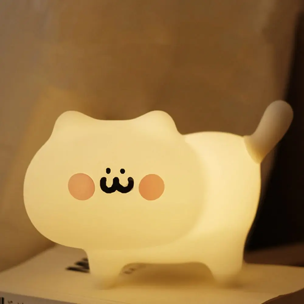 

Touch Sensor Silicone Cat Night Light Cute Soft Desk Lamp USB Charging Cartoon Sleeping Lamp Bedroom