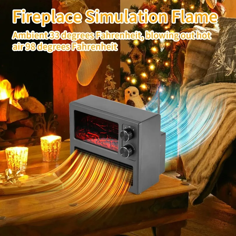 Mini Indoor Fireplace Fan Heater Rechargeable Electric Room Fan Heater