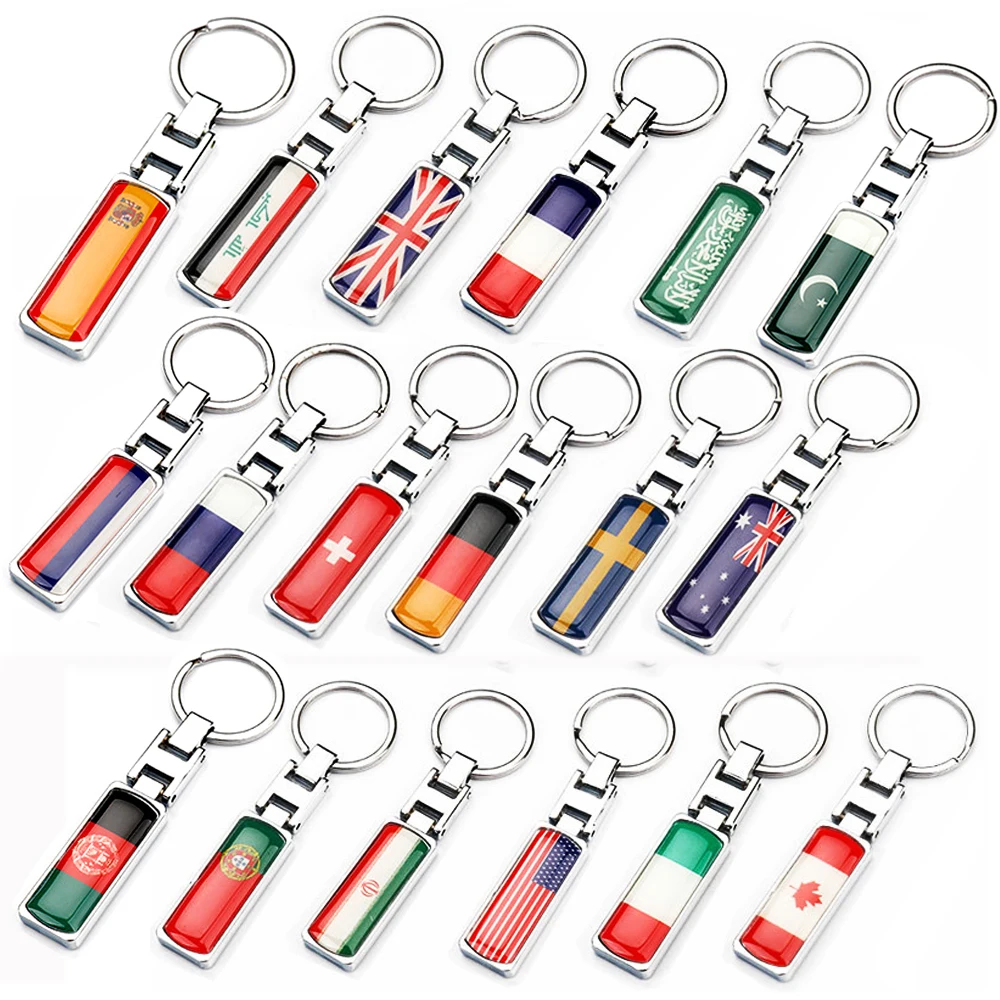 1Pcs National Flag Key Chain Metal Combination of Luxury Car Business Keychain