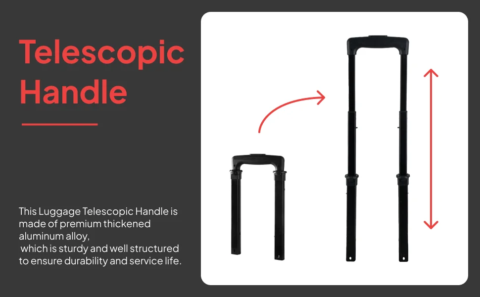 Suitcase Pull Out Rod Replacement Handle Aluminum Alloy Telescopic Spare Part for Luggage Trolley Travel Bag Stretchable Length