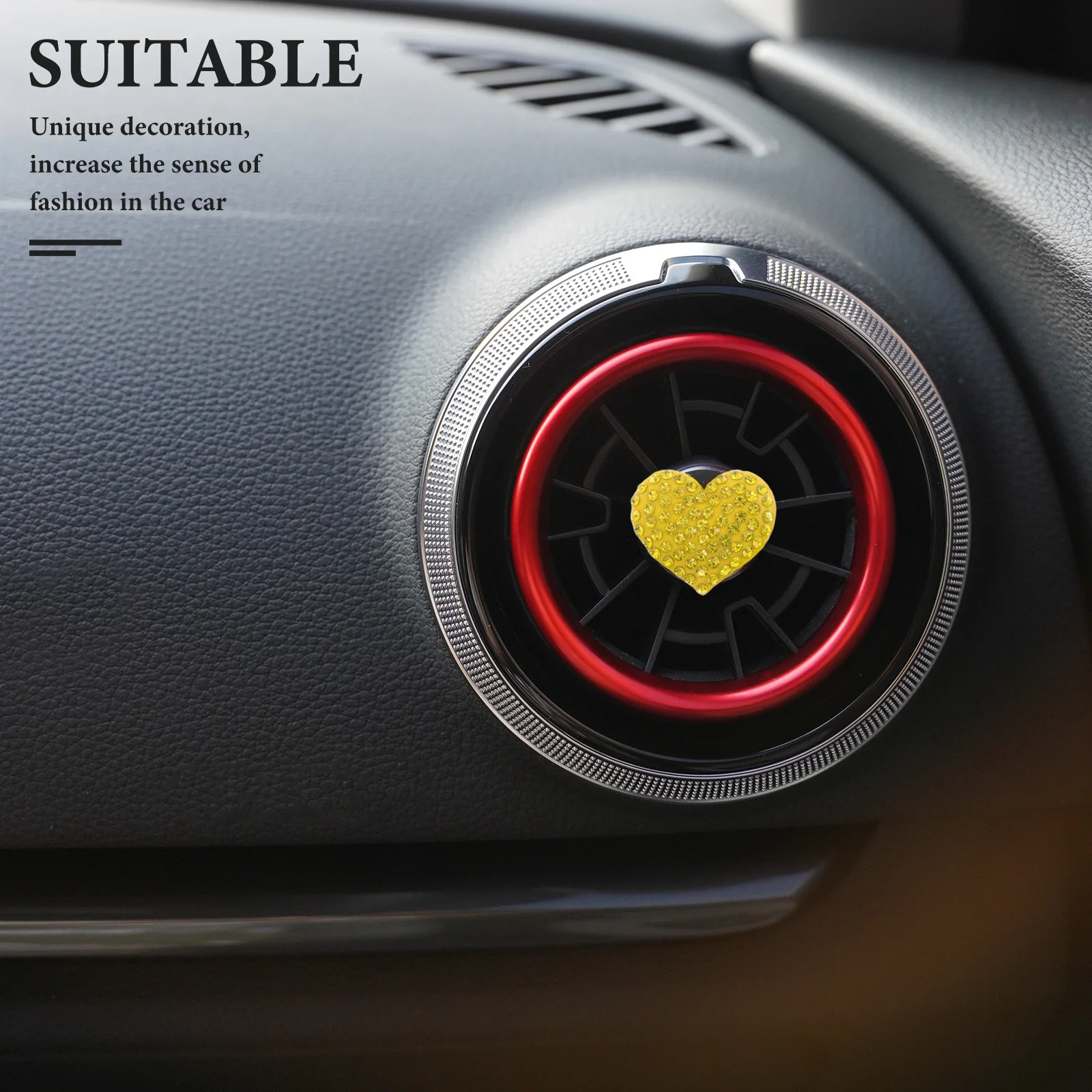 

4 Pcs Aromatherapy Clips Heart Shaped Rhinestone Vent Scent Diffuser Cute Car Accessories Cute Car Air Outlet Decoration Charm
