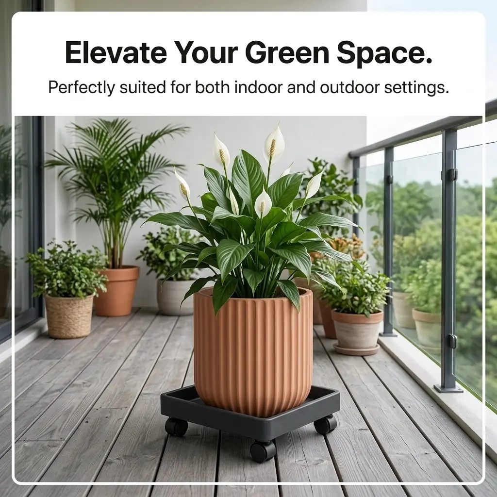 Square Rolling Plant Saucer with Swivel Casters Heavy Duty Plastic Indoor Outdoor Planter Stand for Potted Plants Water Catching