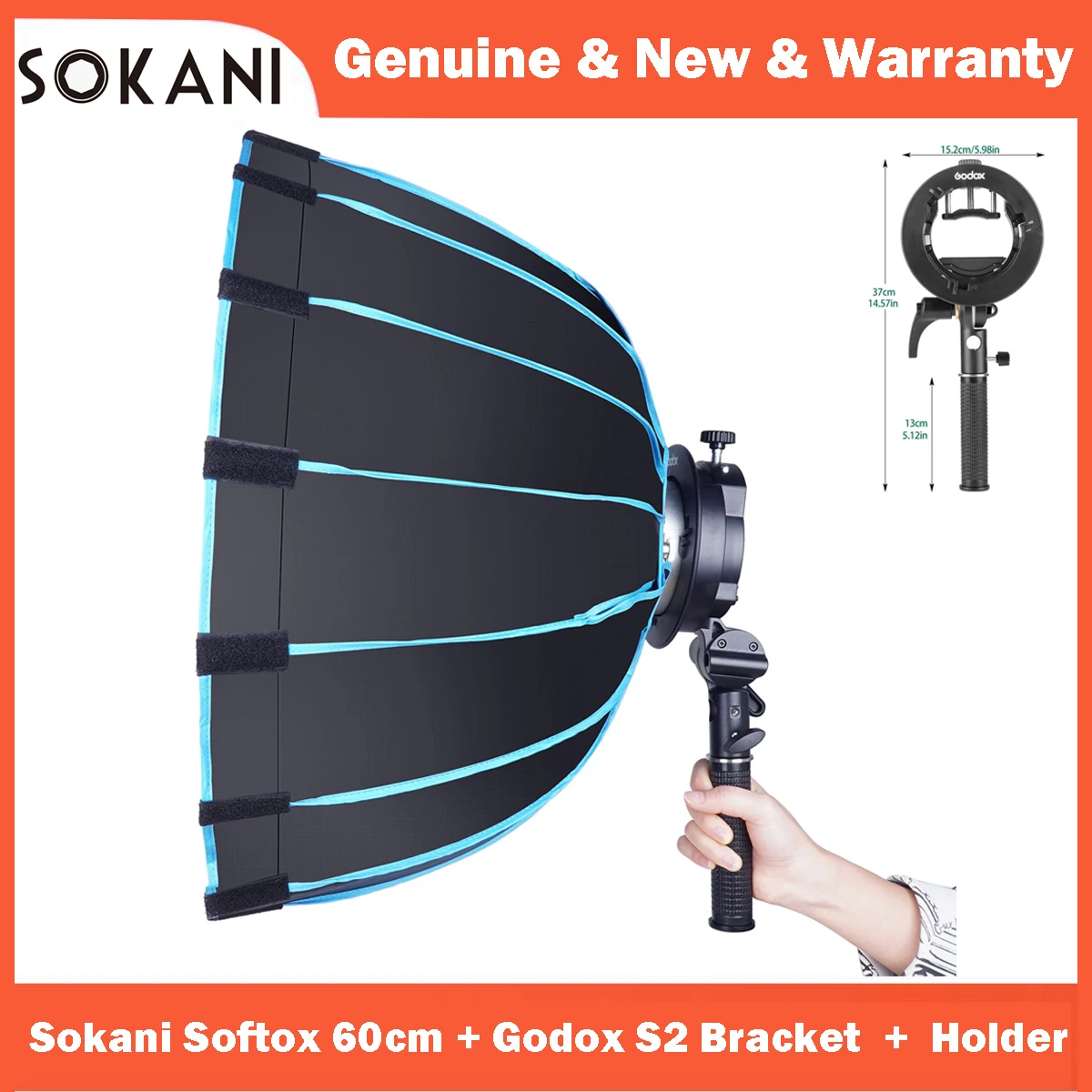 Sokani Octagon Speedlight Softbox + S2 Speedlite Bracket for Godox V1 Series AD200Pro AD400Pro V860III TT350 Series Flash