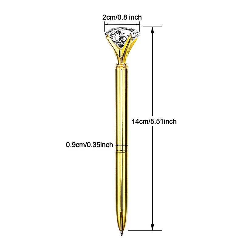 Grande cristal diamante caneta esferográfica, Bling Metal Pen, escritório e escola, 50pcs