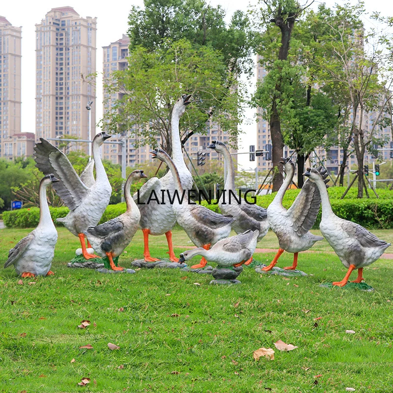 MJY outdoor simulation goose fiberglass poultry duck courtyard water pond lawn large decoration