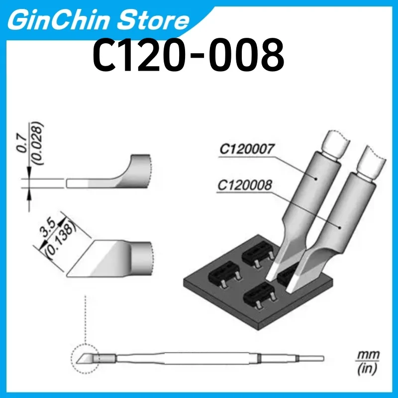 

2 шт. C120-003 C120-007 C120-008 Наконечники для пайки, для рукоятки T120, Сделано в Китае, без оригинальной упаковки