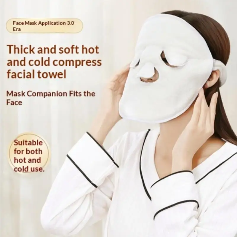 Steam Heated Face Towel Hanging Ear Design Durable Reusable Cold Dual Use for Home Spa Relieve Sinus Pressure & Facial Stress