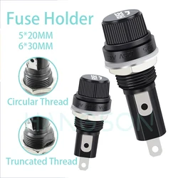 5PCS Panel Mounted Glass Fuse Holder 5*20mm 6*30mm insurance Tube Socket Fuse Holder 5x20 6x30 12MM Screw Cap Panel Fuse Holder