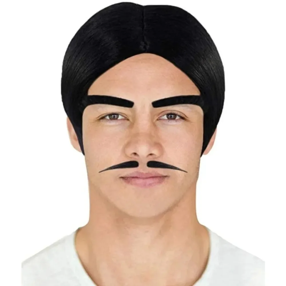 Anime The Addams Family Character Wig Suit Stage Sitcom Role Play Headwear Gomez Adams Role Modeling Cos Short Hair and Beard