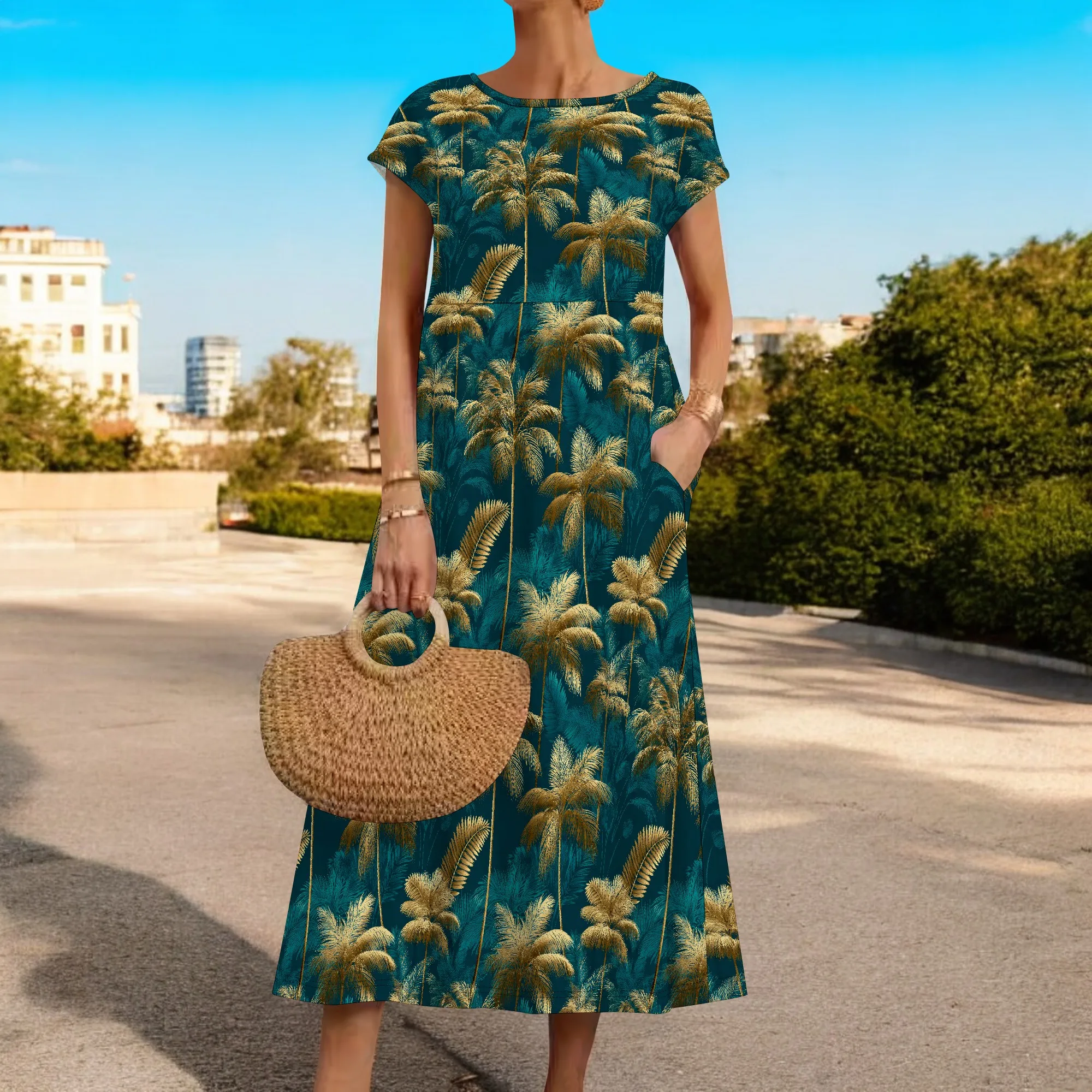 Robes t-shirt décontractées d'été pour femmes, couverture à manches courtes, robe ample de plage