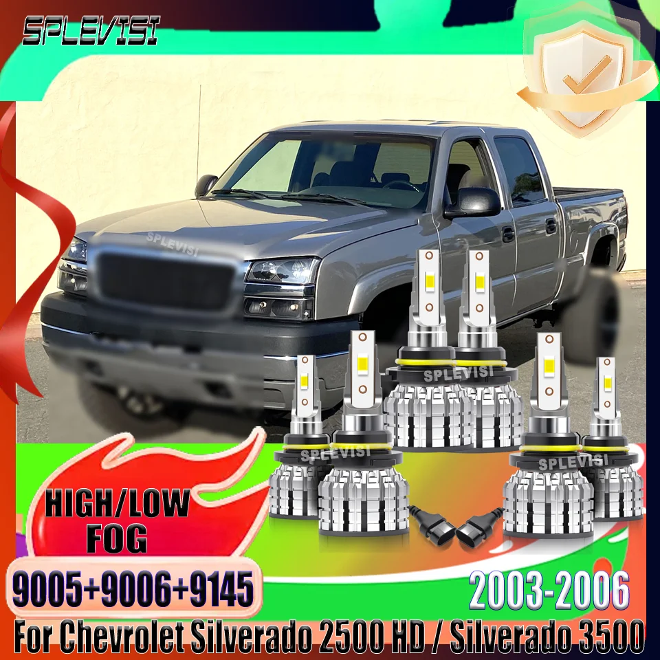

12V 6000K LED Headlight Foglamp Set Low Power Consumption For Chevrolet Silverado 2500 HD / Silverado 3500 2003 2004 2005 2006