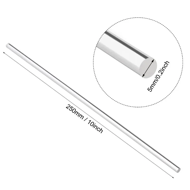 Naxilai Acrylic Round Rod,Clear,0.2 Inch Diameter 10inch(250mm) Length,Solid Plastic PMMA Bar Stick 2pcs