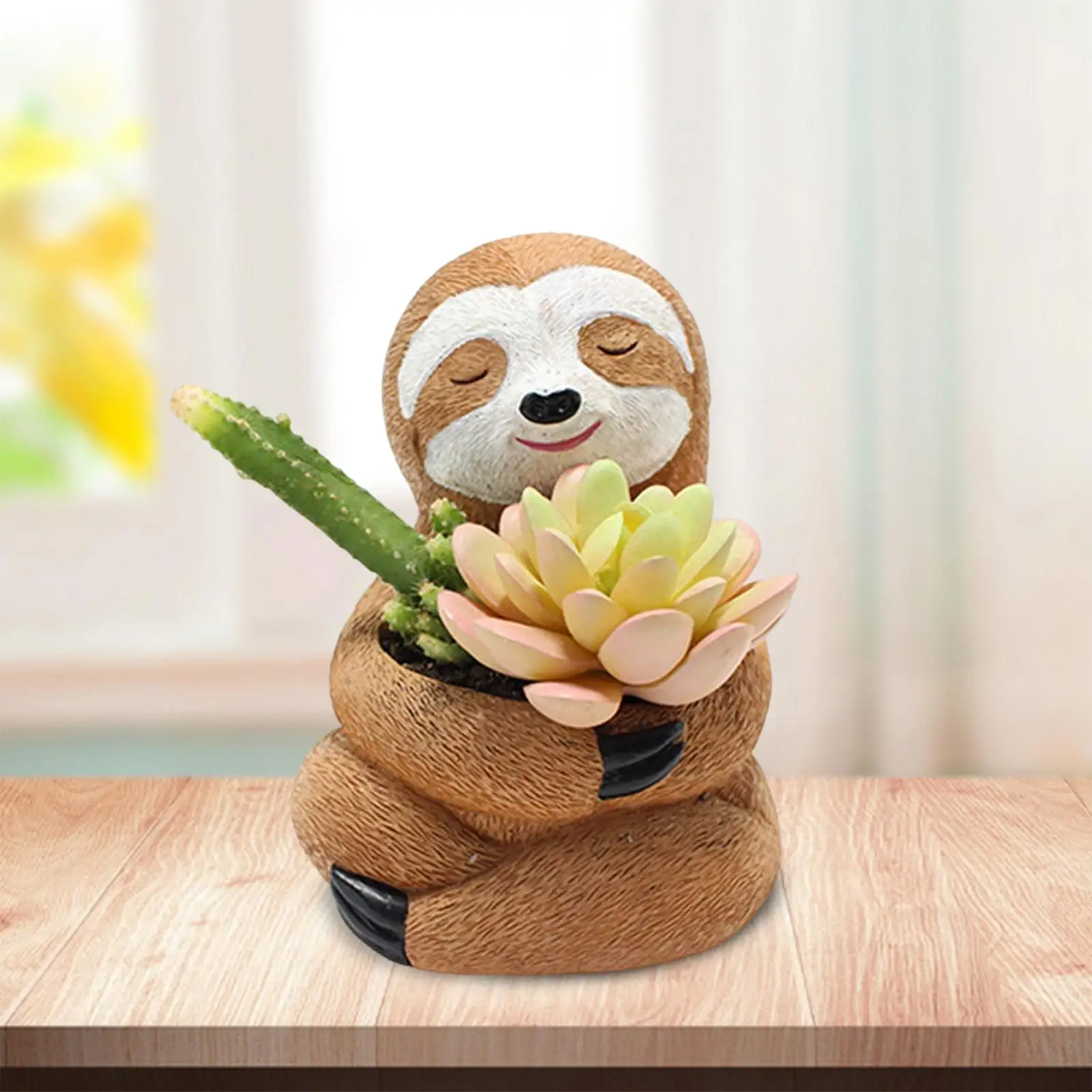 Sloth Shape Planter Pot Decoration Pot Tree Resin Decorations Crafts Gifts Cute Flowerpot for TV Cabinet Garden Holiday Gift