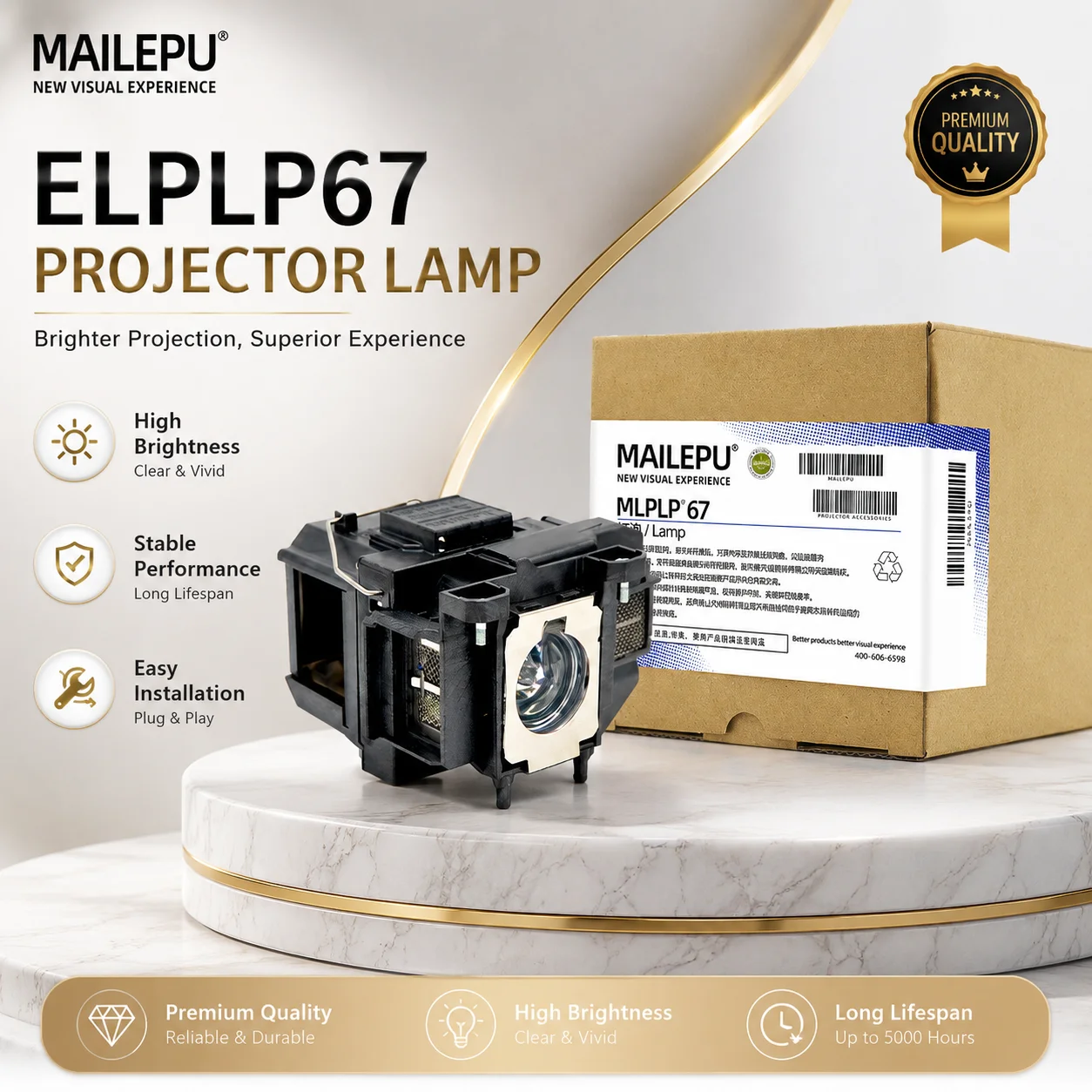Replacement Projector Lamp EPSON ELPLP67 V13H010L6 EH-TW480 TW510 TW550 H423B H428A H429A H430A H431A H432A of Accessories