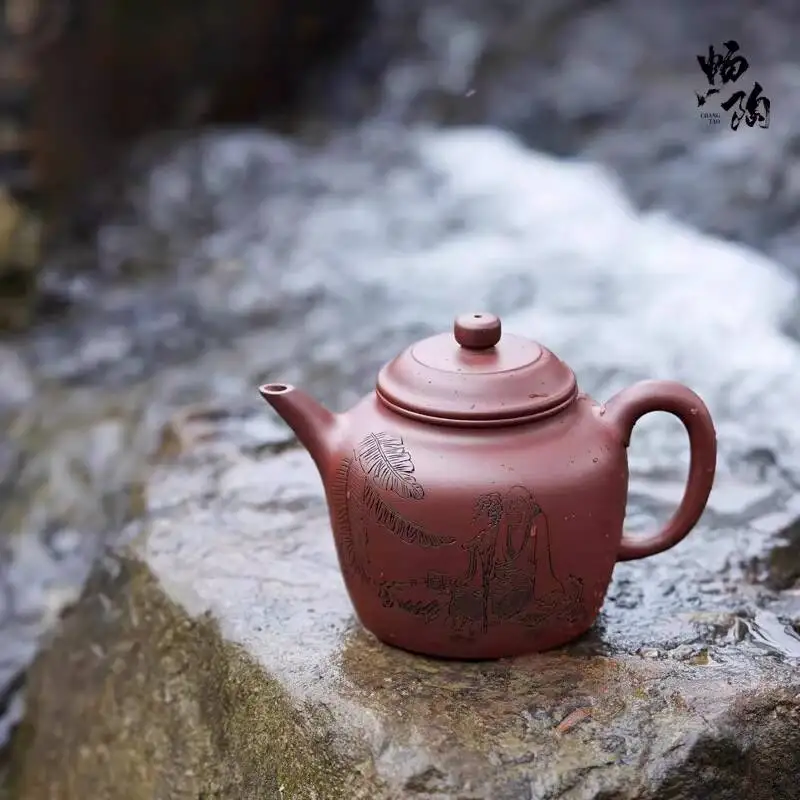 Changtaoyixing Famous Artist Tao Jianquan's Fully Handmade Teapot, Purple Clay Fode De Zhong, 430Cc